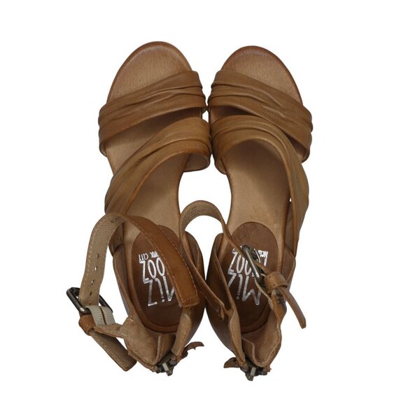 Miz Mooz Cassie Brown Leather Open Toe Strappy Heeled Sandals Womens 37 US 7 - Picture 10 of 14